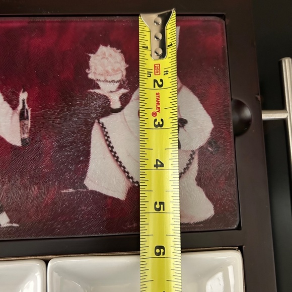 Vintage Wooden Tray Cutting Board/Cheese Board and 3 Appetizer Dishes - Picture 3 of 8